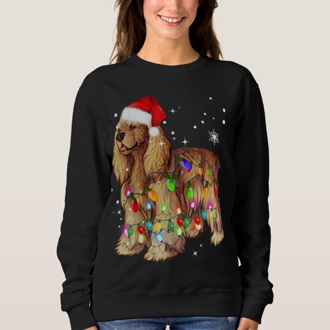 Christmas Lights Cocker Spaniel Dog Sweatshirt (Front)