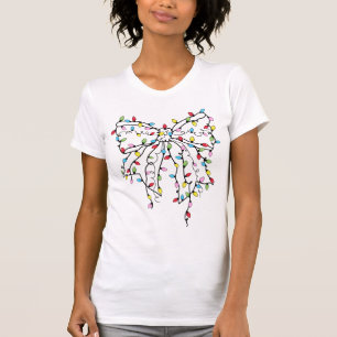 Christmas Lights Coquette Bow T-Shirt