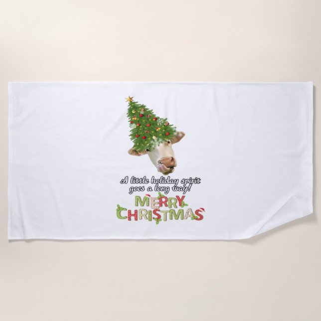 Christmas Lights Cow Lovers Classic T-Shirt Beach Towel (Front)