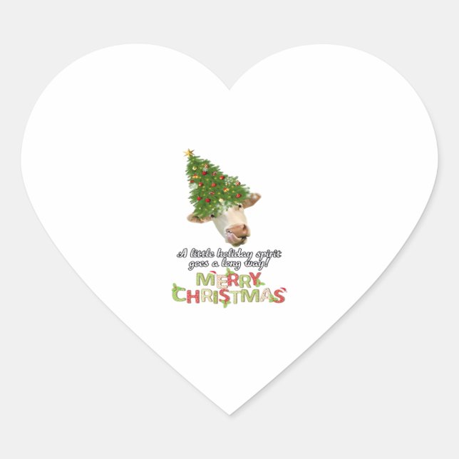 Christmas Lights Cow Lovers Classic T-Shirt Heart Sticker (Front)