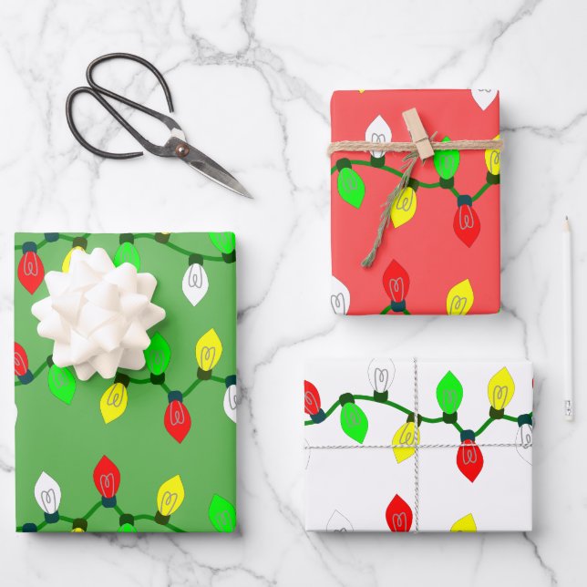 Christmas Lights Custom Wrapping Paper Sheet (Front)