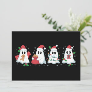 Christmas Lights Cute Ghost Xmas Boo Holiday Card