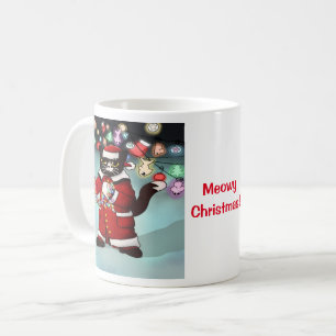 Christmas Lights Cute Tuxedo Cat Coffee Mug
