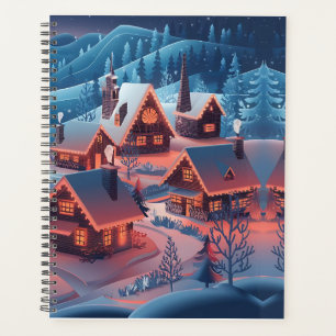 Christmas Lights Decorated Snow Covered Village Ho Planner