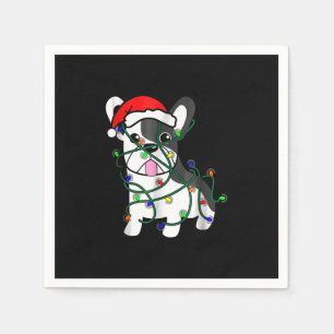 christmas lights decoration funny french bulldog napkin
