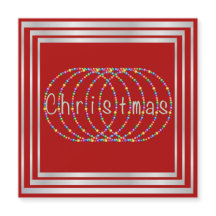Christmas Lights Design on Red with Silver