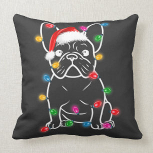 Christmas Lights Dog - French Bulldog T-Shirt Cushion