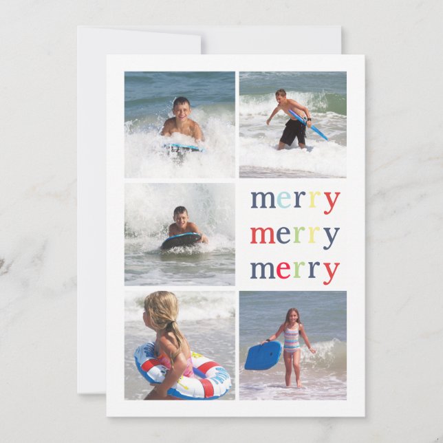 Christmas Lights Double Sided Multi Photo Card (Front)