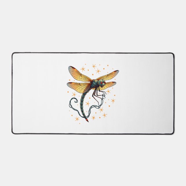 Christmas Lights Dragonfly Desk Mat (Front)