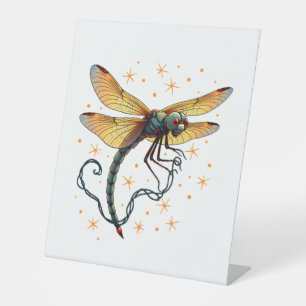 Christmas Lights Dragonfly Pedestal Sign