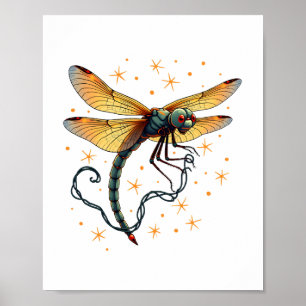 Christmas Lights Dragonfly Poster