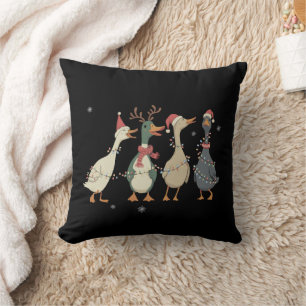 Christmas Lights Ducks Funny Animals Farm Lover Cushion