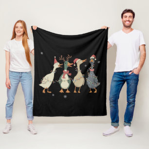 Christmas Lights Ducks Funny Animals Farm Lover Fleece Blanket
