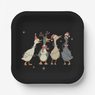 Christmas Lights Ducks Funny Animals Farm Lover  Paper Plate