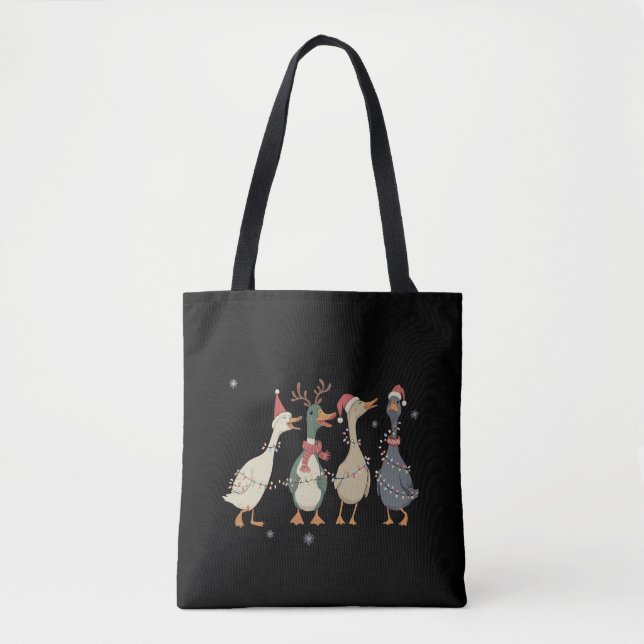 Christmas Lights Ducks Funny Animals Farm Lover  Tote Bag (Front)