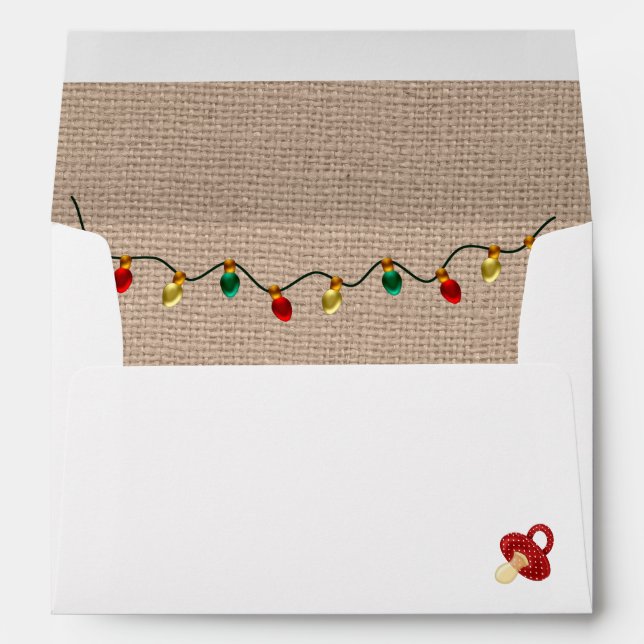 Christmas Lights Faux Burlap Envelope (Back (Bottom))