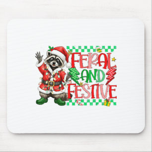 Christmas Lights Feral But Festive Funny Raccoon S Mouse Mat