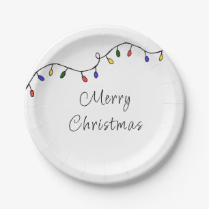 Christmas Lights Festive Holiday Party Paper Plate