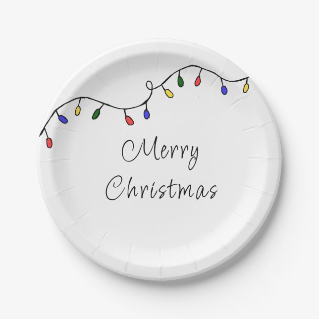 Christmas Lights Festive Holiday Party Paper Plate (Front)