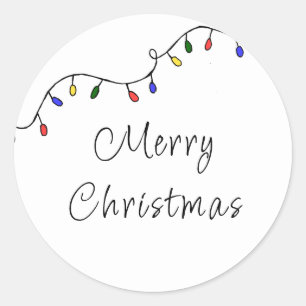 Christmas Lights Festive Modern Holiday   Classic Round Sticker