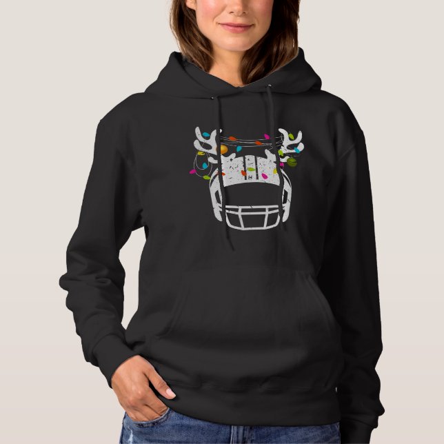 Christmas Lights Football Helmet Funny Xmas Hoodie (Front)
