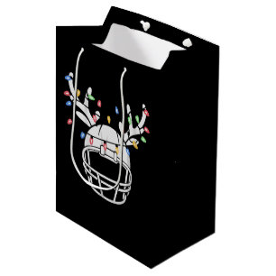 Christmas Lights Football Helmet Funny Xmas Medium Gift Bag