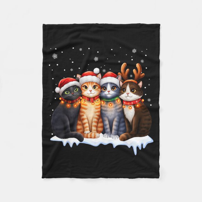 Christmas Lights For Cat Lovers Xmas  Fleece Blanket (Front)
