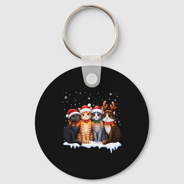 Christmas Lights For Cat Lovers Xmas  Key Ring (Front)