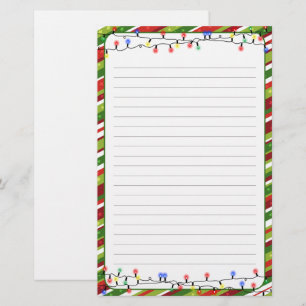Christmas Lights Frame Holidays Lined Stationery