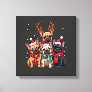 Christmas Lights French Bulldogs Xmas Frenchie Dog Canvas Print