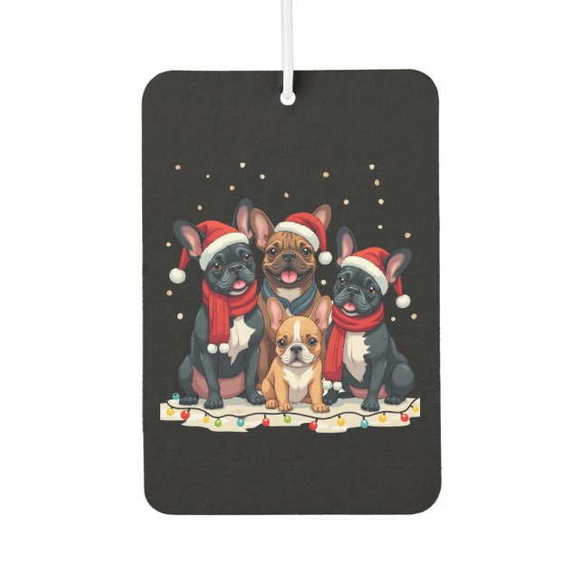 Christmas Lights French Bulldogs Xmas Frenchie Dog Car Air Freshener (Front)