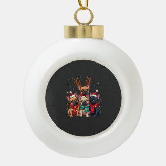 Christmas Lights French Bulldogs Xmas Frenchie Dog Ceramic Ball Christmas Ornament