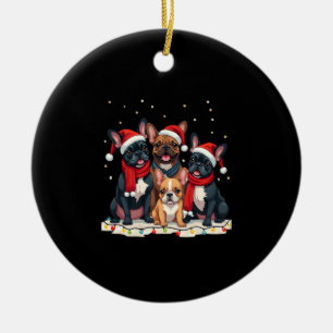 Christmas Lights French Bulldogs Xmas Frenchie Dog Ceramic Tree Decoration