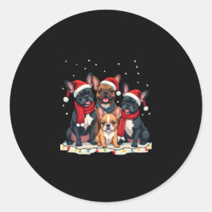 Christmas Lights French Bulldogs Xmas Frenchie Dog Classic Round Sticker
