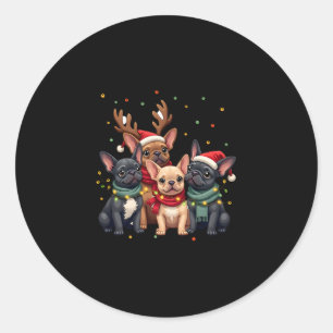 Christmas Lights French Bulldogs Xmas Frenchie Dog Classic Round Sticker