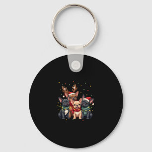 Christmas Lights French Bulldogs Xmas Frenchie Dog Key Ring
