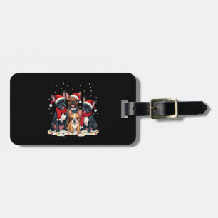 Christmas Lights French Bulldogs Xmas Frenchie Dog Luggage Tag