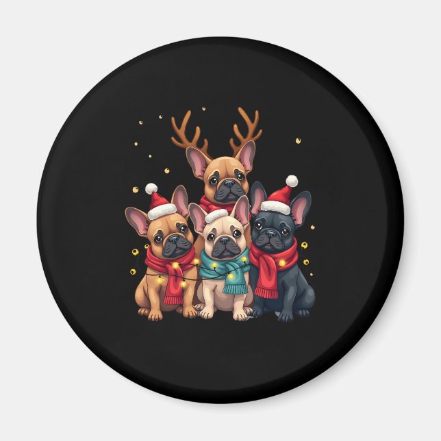 Christmas Lights French Bulldogs Xmas Frenchie Dog Magnet (Front)