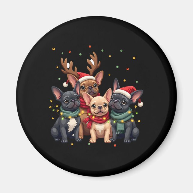 Christmas Lights French Bulldogs Xmas Frenchie Dog Magnet (Front)