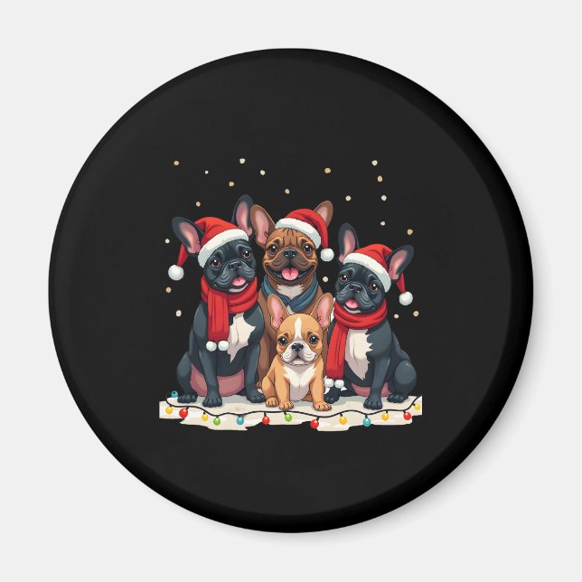 Christmas Lights French Bulldogs Xmas Frenchie Dog Magnet (Front)