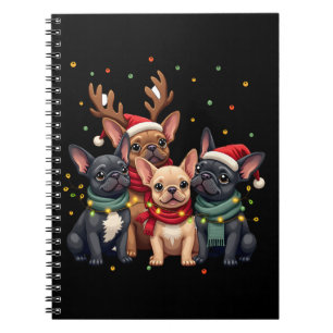 Christmas Lights French Bulldogs Xmas Frenchie Dog Notebook