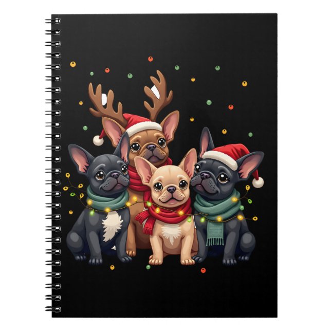 Christmas Lights French Bulldogs Xmas Frenchie Dog Notebook (Front)