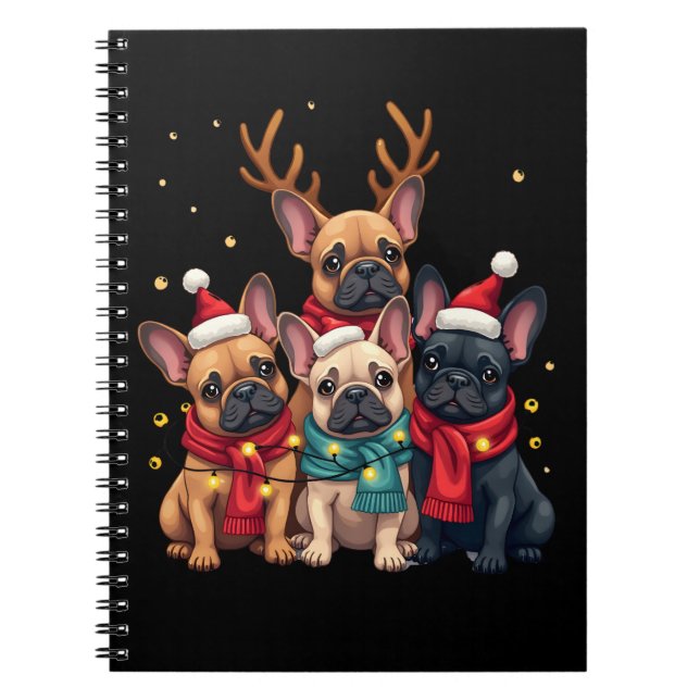 Christmas Lights French Bulldogs Xmas Frenchie Dog Notebook (Front)