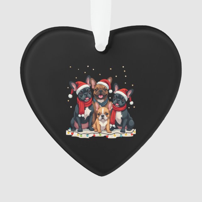 Christmas Lights French Bulldogs Xmas Frenchie Dog Ornament (Front)