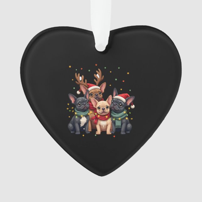 Christmas Lights French Bulldogs Xmas Frenchie Dog Ornament (Front)