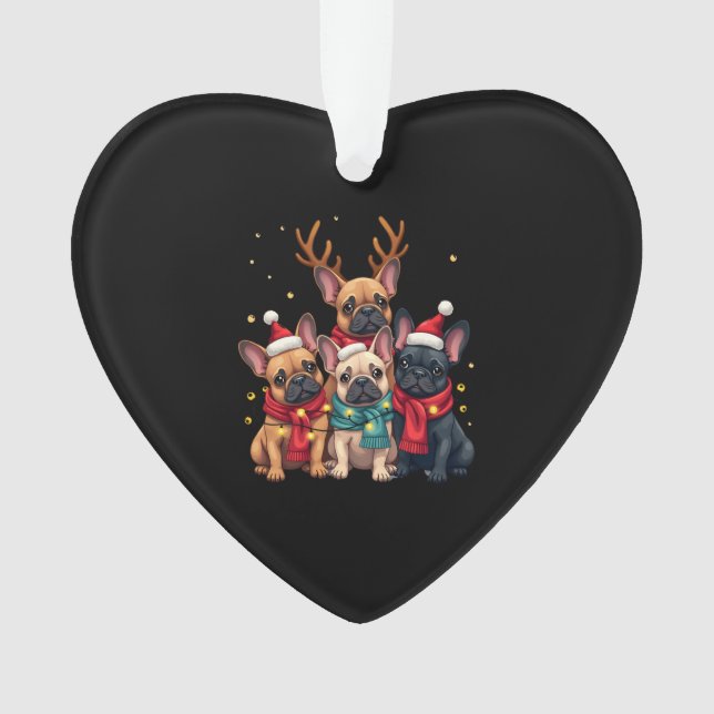 Christmas Lights French Bulldogs Xmas Frenchie Dog Ornament (Front)