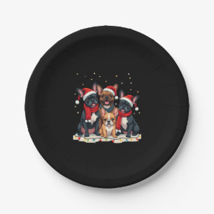 Christmas Lights French Bulldogs Xmas Frenchie Dog Paper Plate