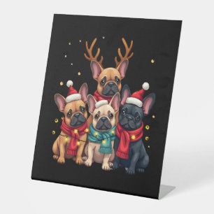 Christmas Lights French Bulldogs Xmas Frenchie Dog Pedestal Sign