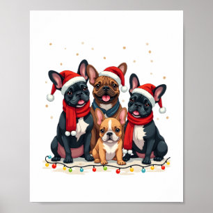 Christmas Lights French Bulldogs Xmas Frenchie Dog Poster