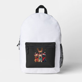 Christmas Lights French Bulldogs Xmas Frenchie Dog Printed Backpack